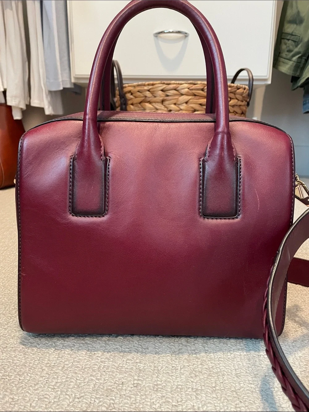 kate spade Burgundy Leather Top-Handle Satchel with Tassel